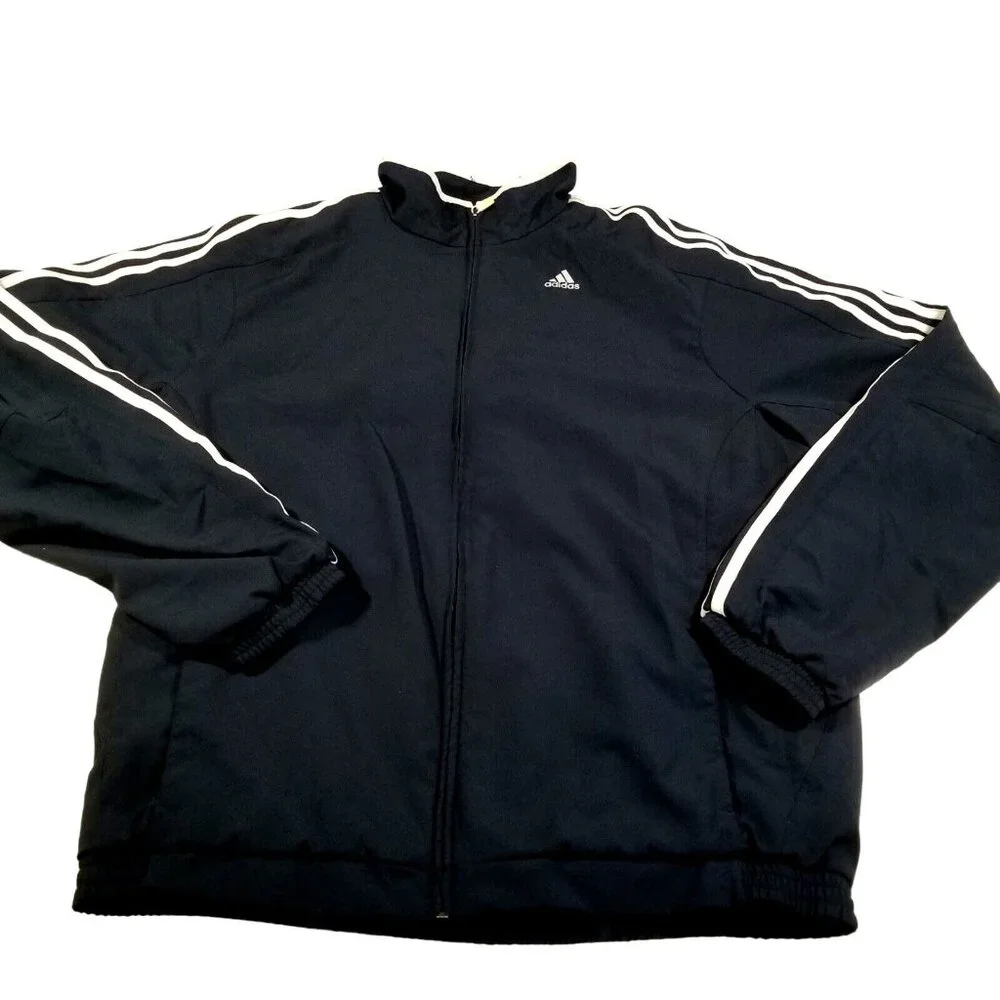 Adidas Y2K Mens Dark Navy Full Zip Up Track Jacket Soccer Athletic Retro Size 2X